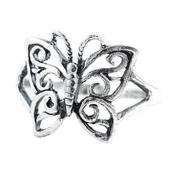 Sterling Silver Swirl Wings Butterfly Ring, Size 7
