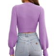 thumbnail image 5 of Long Sleeve Women Crew Neck Cropped Sweaters Ribbed Knit Crop Pullover, 5 of 6