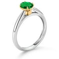 thumbnail image 3 of Gem Stone King 10K White and Yellow Gold Green Nano Emerald Solitaire Engagement Ring for Women (0.60 Cttw, Oval 7X5MM, Gemstone May Birthstone, Size 6), 3 of 4