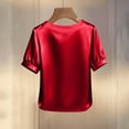 thumbnail image 5 of TaTaai Women's Summer Solid Round Neck Short Sleeve Top, Pearl Embellished Casual Professional Style, Lightweight Soft for Office Daily Wear Gift, 5 of 5