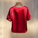 thumbnail image 5 of TaTaai Women's Summer Solid Round Neck Short Sleeve Top, Pearl Embellished Casual Professional Style, Lightweight Soft for Office Daily Wear Gift, 5 of 5