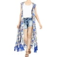 thumbnail image 4 of HAPPY BAY Women's Summer Front Open Chunky Beach Beachwear Duster Kimono Cardigan M-L Cobalt_AB943, 4 of 5