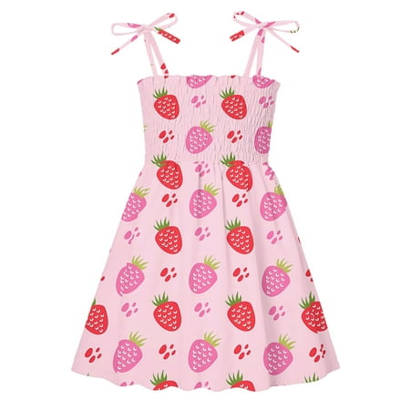 

LUOGENLI Girls Dresses Size 6T Toddler Girls Sleeveless Fruit Prints Dress Dance Party Dresses Clothes Girls Dresses Size 7 Tutu Girls Dress Shoes Size 5 12-18 Months