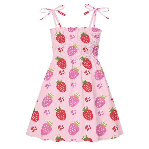TEDOYE Toddler Girls Sleeveless Fruit Prints Dress Dance Party Bowknot Dresses Sundress Leisure Wear, 12-18 Months