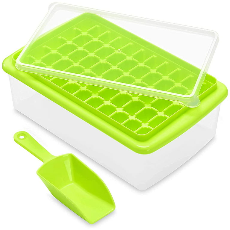 Ice Cube Tray With Lid And Bin 55 Mini Nuggets Ice Mold For Freezer Comes  With Ice Container Scoop And Cover Good Size Kitchen - AliExpress