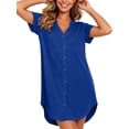 thumbnail image 2 of Fantaslook Nightgowns for Women Short Sleeve Button Down Shirts Summer Sleepwear Sexy House Dress, 2 of 9