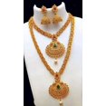 thumbnail image 2 of Indian Gold Plated Jhumka Earrings Indian Temple Necklace Pearl Bollywood Set, 2 of 2
