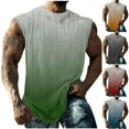 thumbnail image 1 of BADHUB Men's Gradient Tank Tops Big and Tall Workout Striped Sleeveless Muscle Shitrs Gym Crew Neck Fitness Vest Blue S, 1 of 6