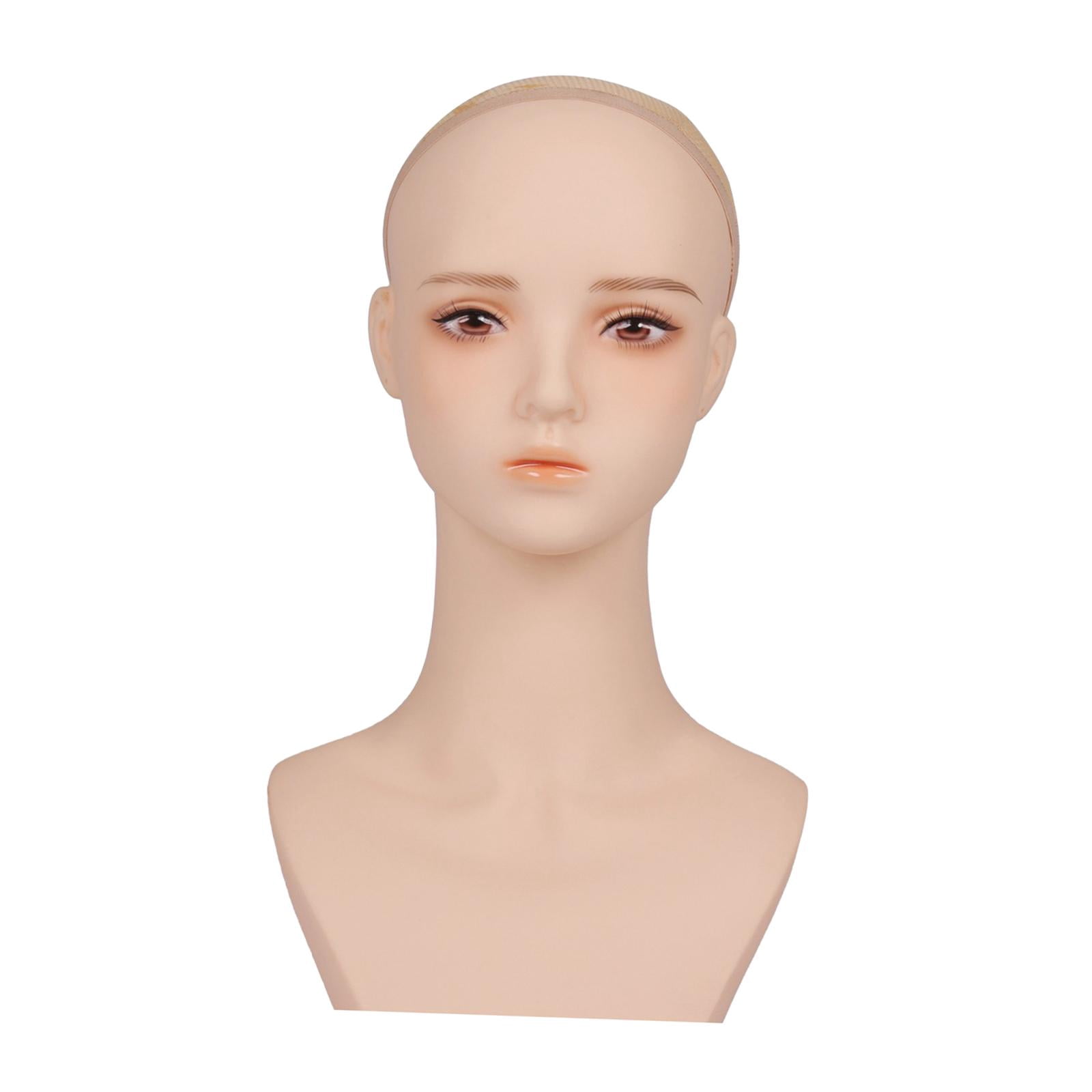 Toysmith Cosmetology Wig Holder Beauty Accessories Displaying Wig Display Female Mannequin Head with Shoulder for Hair Styling Cap Hat style A