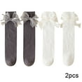 thumbnail image 2 of Godderr Kids Baby Girl's high Socks Little Girl's Non-Slip Knee High Socks2 Pairs Kids Overknee Stockings Bow Style Dress Socks Cotton Tube Long Socks for 3-12 Years, 2 of 7