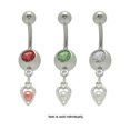 thumbnail image 1 of Dangle Heart Jeweled Belly Button Ring 14G, 1 of 1