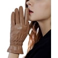 thumbnail image 4 of Women Leather Gloves Driving Ladies TouchScreen Gloves Ruched, 4 of 6