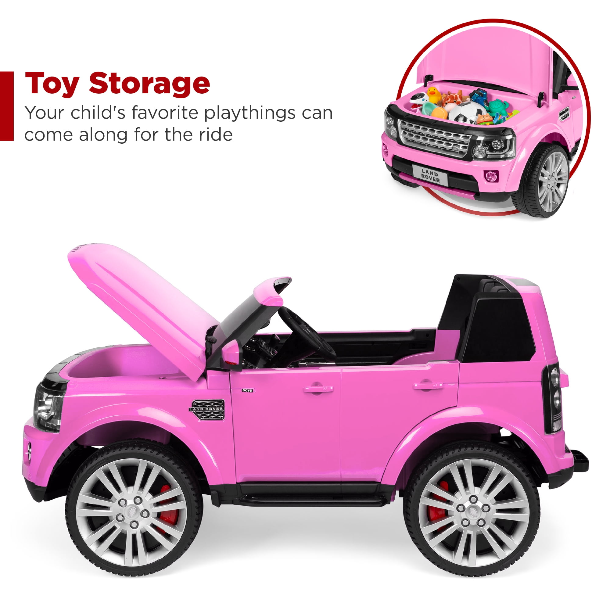Best Choice Products 12V 3.7 MPH 2-Seater Licensed Land Rover Ride On Car Toy w/ Parent Remote Control - Pink - 2