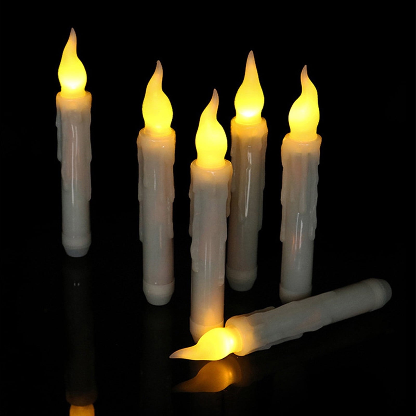 12Pcs Battery Operated Flameless Led Taper Candles With Remote Control Warm White Flashing For Holiday Decor 15X3Inch