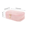thumbnail image 2 of Bolsas de maquillaje de rayas cuadradas multifuncionales únicas de 1 Pc para viajar en terciopelo rosa, 2 of 5