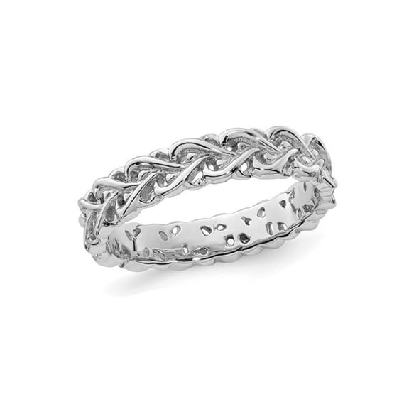 Gem & Harmony Polished Sterling Silver Intertwined Heart Ring Band (4.5mm) for Women
