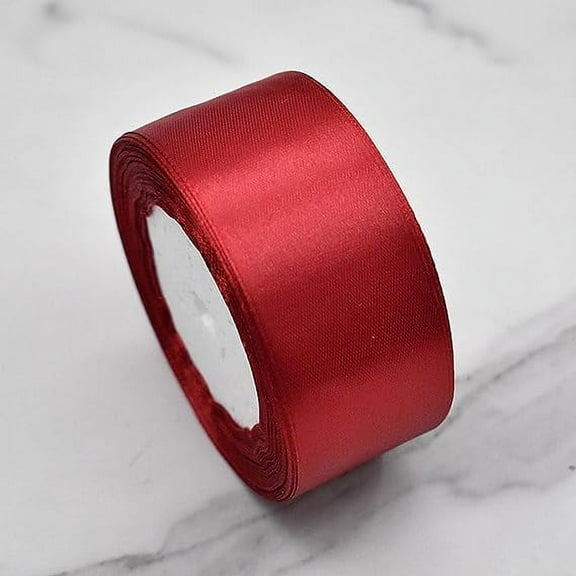 Namzi Dark Red Satin Ribbon 24 Yards Wedding Ribbon, 1 Roll Craft Ribbon, Gift Wrapping Ribbon for Crafts Decor & Bouquets