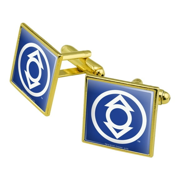 Green Lantern Blackest Night Indigo Lantern Logo Square Cufflink Set - Silver or Gold