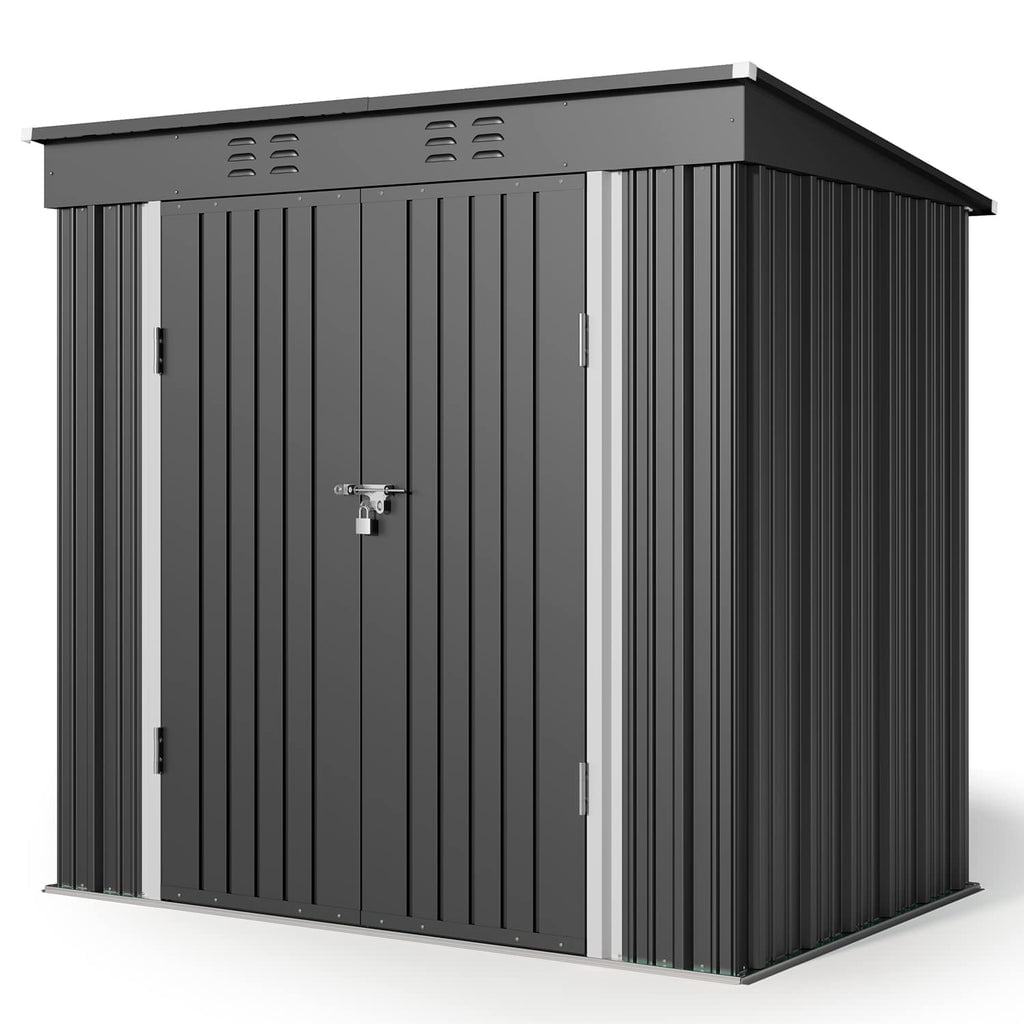 6x4 ft Outdoor Storage Shed on Sale, Sheds & Outdoor Storage with Lockable Doors, Metal Garden Shed by Durable Galvanized Steel for Patio, Lawn, Dark Gray