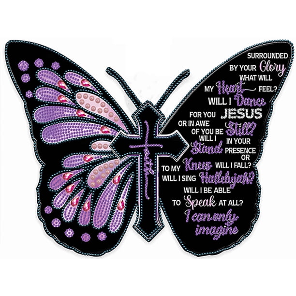 (K332) Serie Pintura Y Caligrafía Con Texto Mariposa Diamante Parcial Pintura Resina Diamante Con Forma Especial 40x30cm