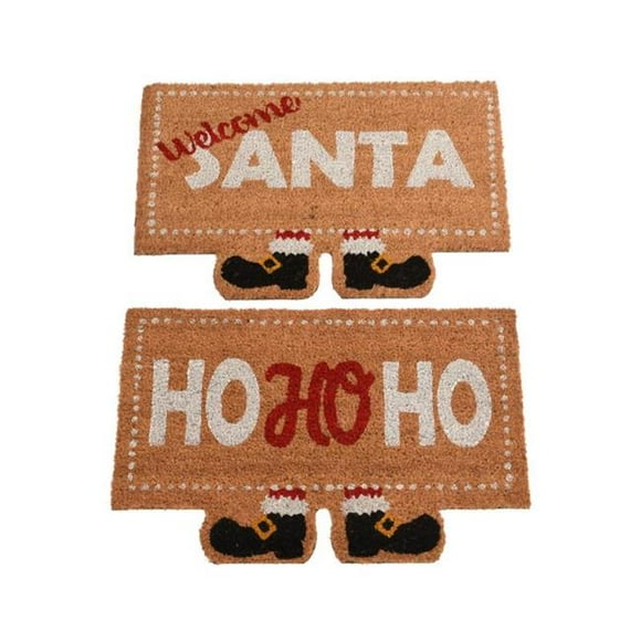 Decoris 9080474 Doormat Coir Indoor Christmas Decor, Multi Color - Pack of 8