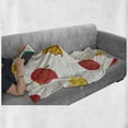 thumbnail image 6 of Fall Leaves Soft Flannel Fleece Throw Blanket, Doodle Style Graphical Shapes of Leaves, Cozy Plush for Indoor and Outdoor Use, 60" x 80", White Mustard Dark Coral, by Ambesonne, 6 of 6
