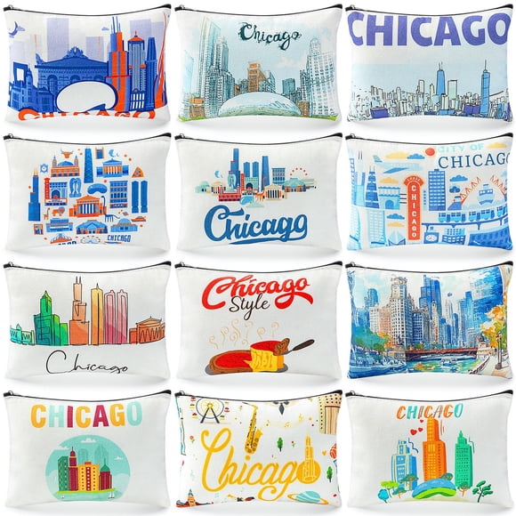 Bolsa de maquillaje Reginary Chicago Souvenirs, 12 unidades, regalo de viaje