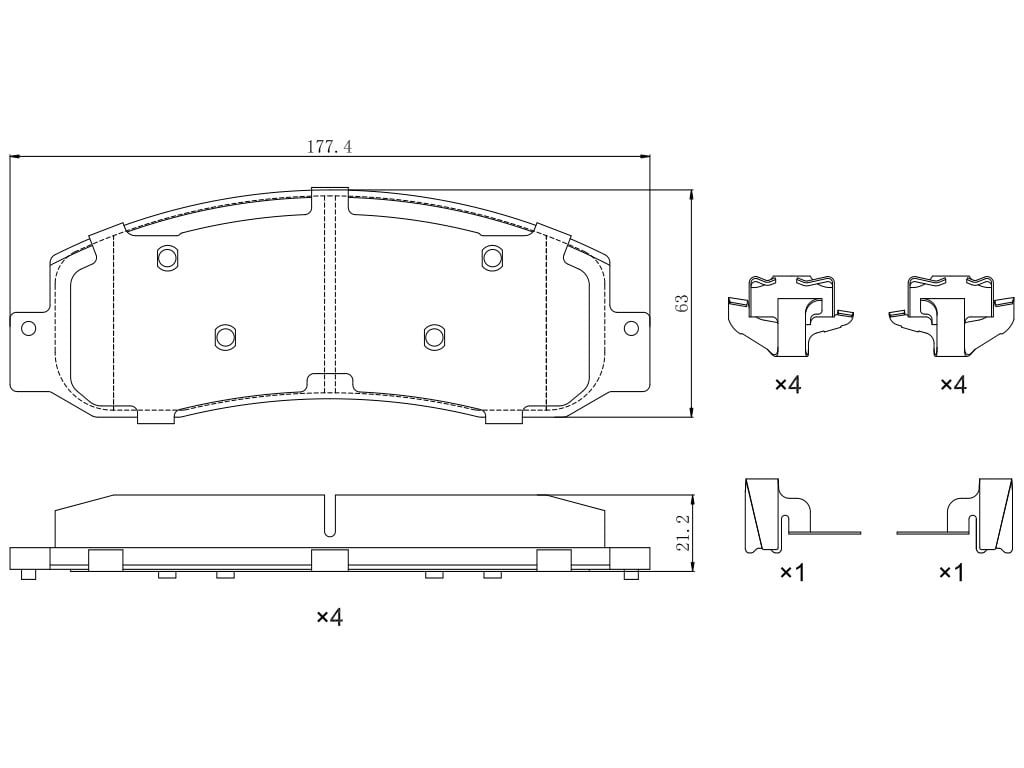 Ultra HC 1000 Brake Pad Set, Front HC10.1069.0.F, Ford F-250 Super Duty 2007-2005