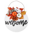 thumbnail image 3 of Letrero redondo de madera para puerta de casa de campo, decoración colgante para puerta delantera, decoración para Halloween, Navidad, hoja de arce de algodón, 3 of 14