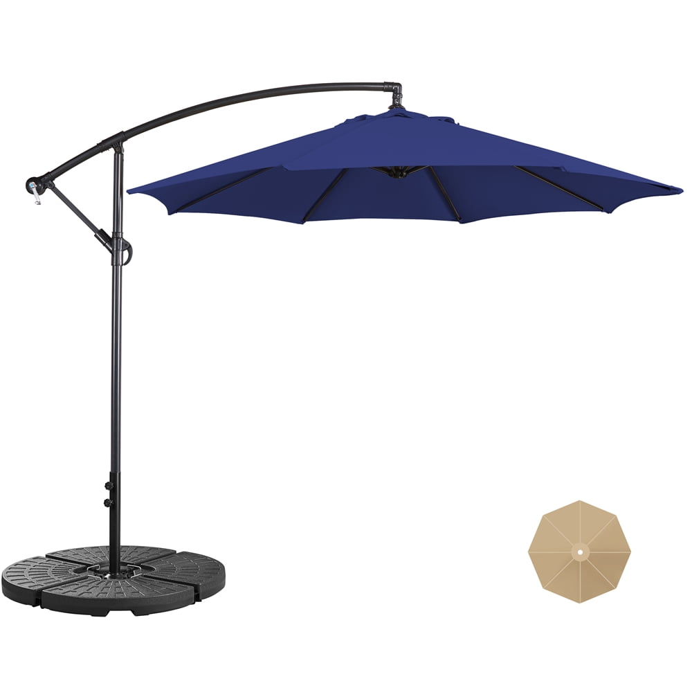 Yaheetech 9 ft Patio Offset Umbrella + 4PCS Fillable Patio Umbrella