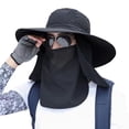 thumbnail image 1 of Sombrero para el sol al aire libre con solapa para el cuello y la cara, protección UV, sombrero de cubo de ala ancha transpirable para hombres y mujeres, pesca en verano, senderismo, 1 of 8