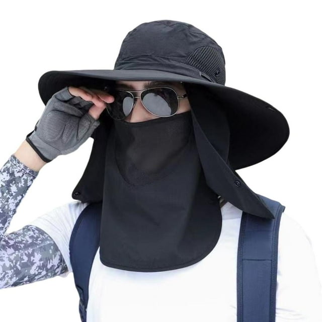 Sombrero para el sol al aire libre con solapa para el cuello y la cara, protección UV, sombrero de cubo de ala ancha transpirable para hombres y mujeres, pesca en verano, senderismo