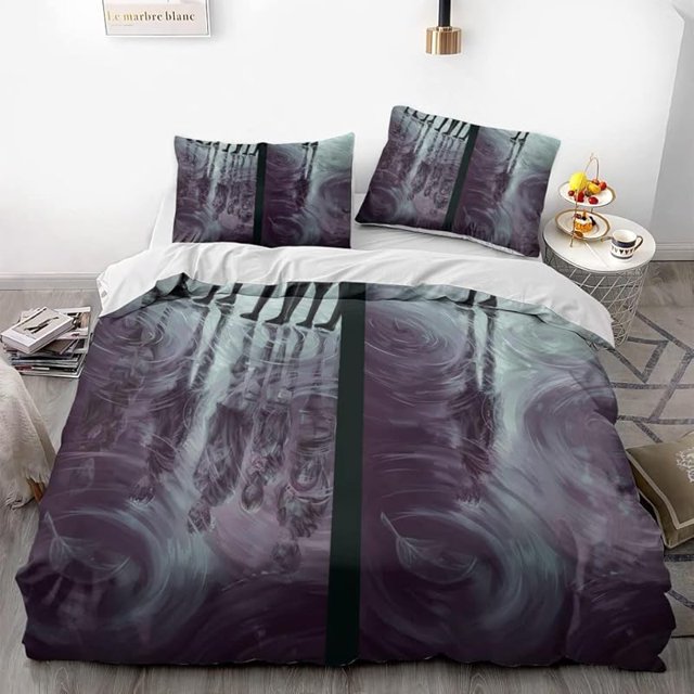 Att-ack on Gi-ant Eren L-evi Ani-me Housse de Couette 3D Imprimée - Ensemble de Literie avec Housse de Couette - Ensemble de 3 Pcs Inclut 2 Taies d'Oreiller et 1 Housse de Couette