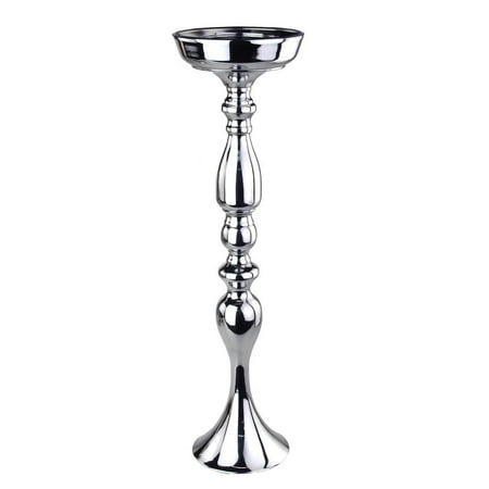 Metal Tall Candle Holder - Tall Candle Holder Stand Metal Centerpiece, Silver, 21-Inch