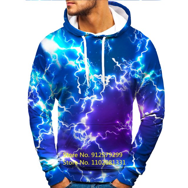 Nouveau Sweat à Capuche Abstrait Coloré Éclair 3d Hommes/femmes Automne et Hiver Pull Amusant