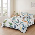thumbnail image 2 of Twin XL Quilt Set 68''x98'', Colorful Leaf Lightweight Summer Bedspread Coverlet Set with 2 Pillow Shams, Summer Botanical Pastoral Spring Breathable All Season Quilt Bedding for Dorm/Guest Room, 2 of 9
