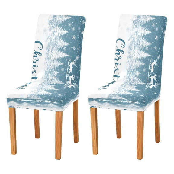 BZSMCE Chairs Slipcovers Dining Chair Covers Reindeer Soaring on Snowflake Pattern Creative Pattern
