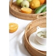 thumbnail image 3 of 11.8" Hand-Woven Round Rattan Serving Tray Decorative Wicker Trays with Handles for Coffee Table (Natural-M), 3 of 5