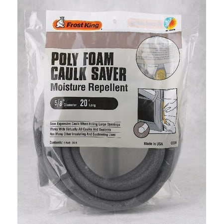 Frost King C23H Caulk Saver, 5/8 in W x 20 ft L, Polyfoam, Gray