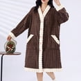 thumbnail image 5 of hotojiny Fuzzy Plush Robe for Women Fleece Warm Lounge Bathrobe Soft Cozy Button Down Loose Housecoat Sleepwear, 5 of 7