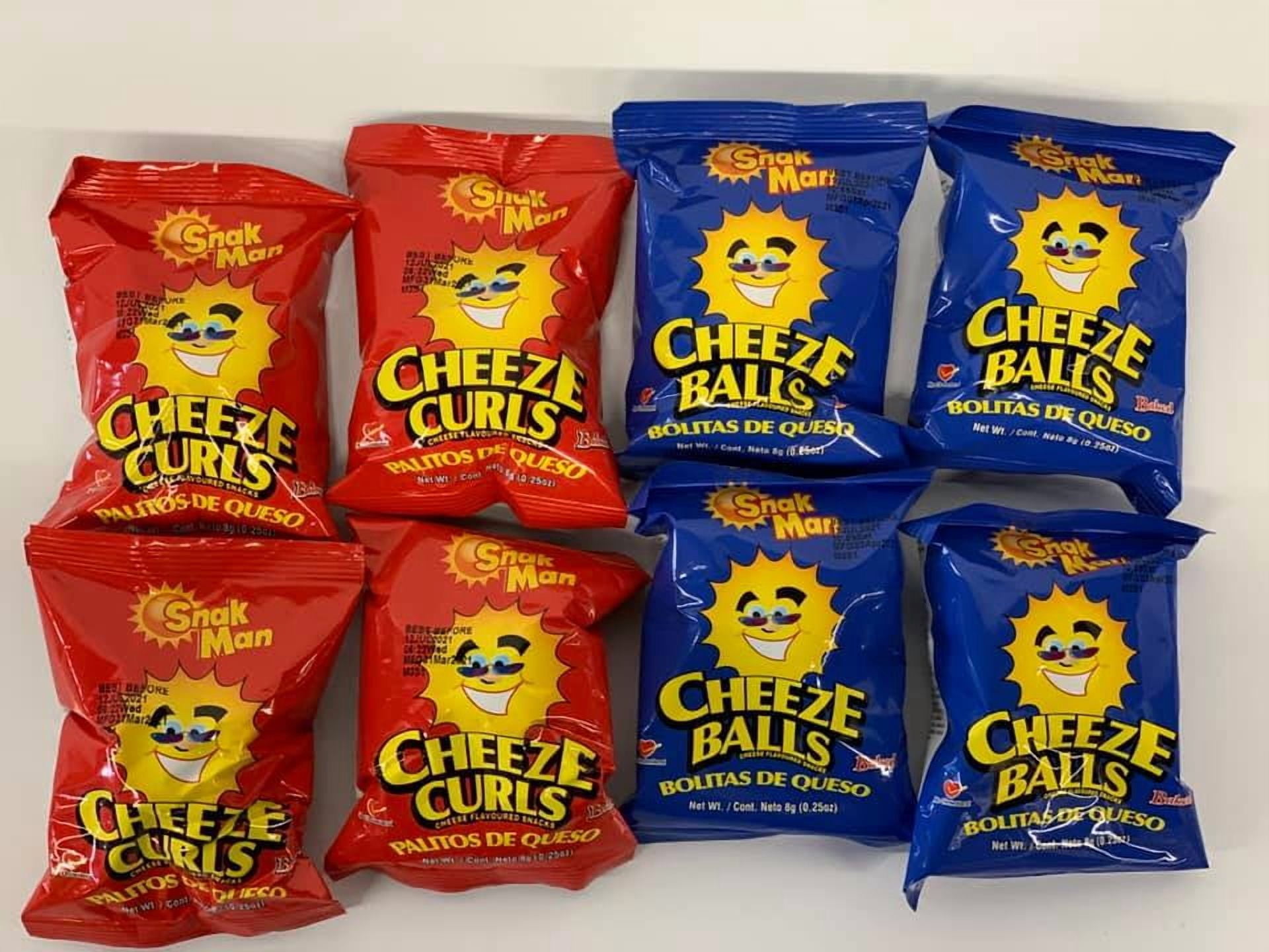 Snak Man Cheeze Balls Puffs 10 Ct, Cheese Flavored Snack packs, 40 Calories