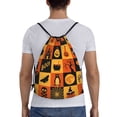 thumbnail image 2 of Bingfone Halloween Banner Symbols Drawstrings Backpacks Bags For Men Women Gym Drawstrings Bag, 2 of 9