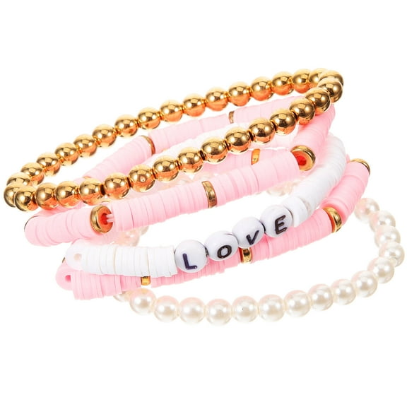 AURARMLET 5-Pack Soft Clay Beaded Bracelets in Mixed Colors, and Fade-Resistant, Ideal for Teen Girls' Casual Outfits and Special Events