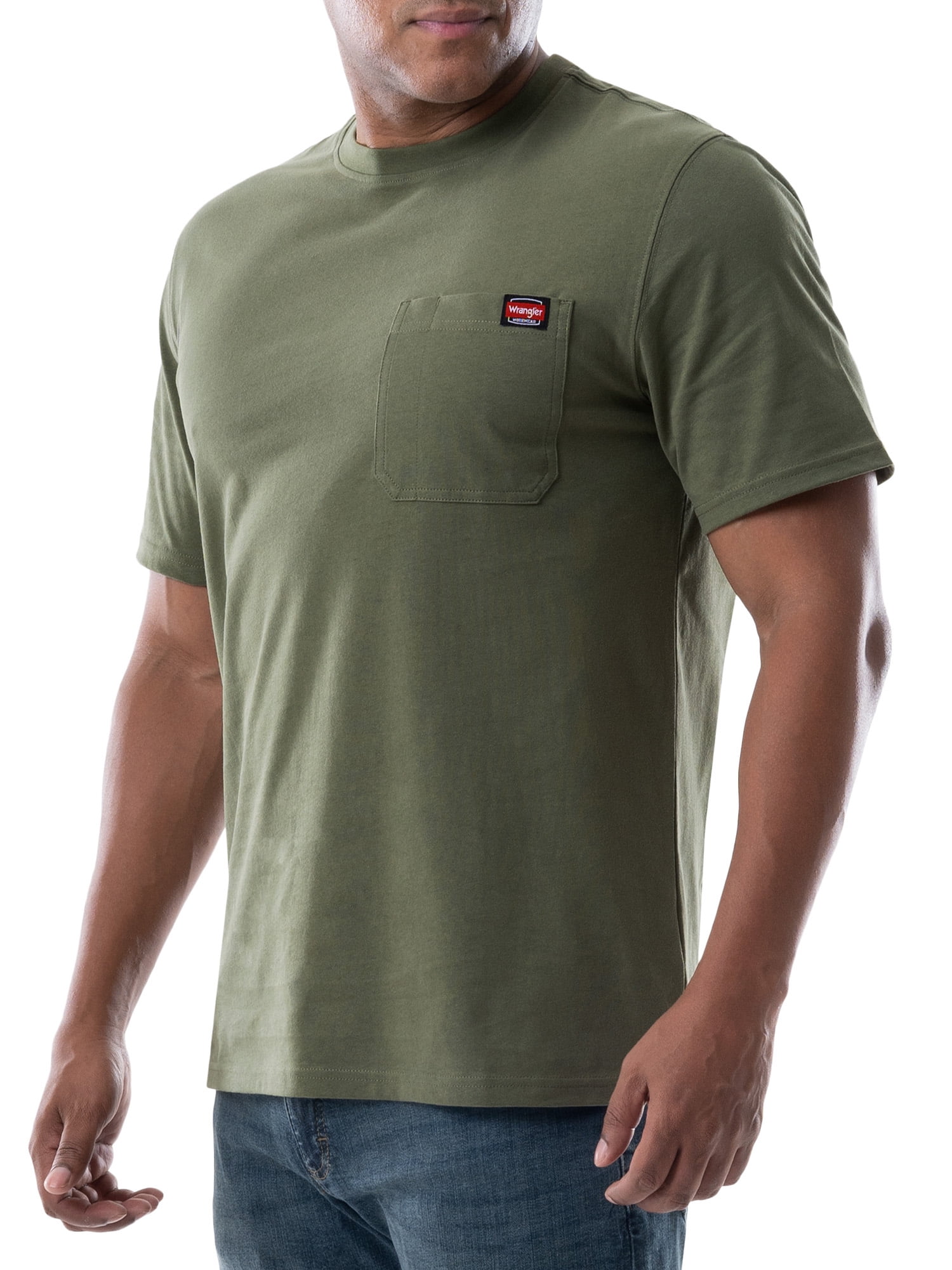 Wrangler Workwear Men's Short Sleeve Heavyweight Pocket Crew T-Shirt