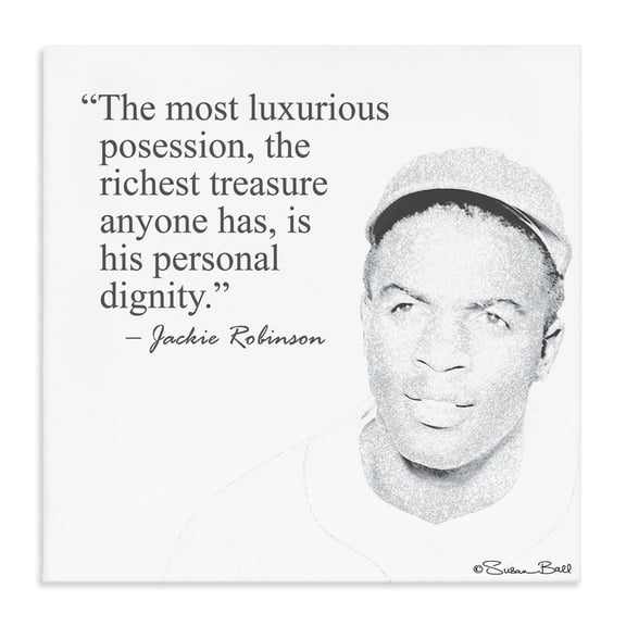 Stupell Industries Eclectic Personal Dignity Jackie Robinson Quote Black and White Canvas Art, 17 x 17, by Penny Lane Publishing