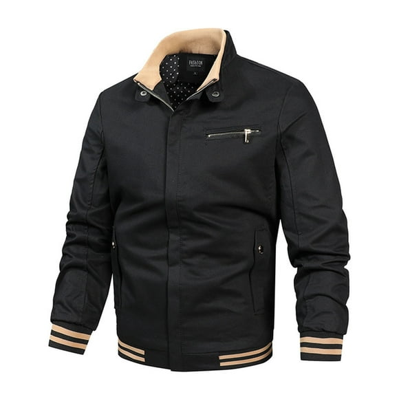 PMUYBHF Male Black Jacket Men with Hood Winter Men's Lightweight Cotton Jackets Spring and Autumn Casual Outerwear with Pockets XXL