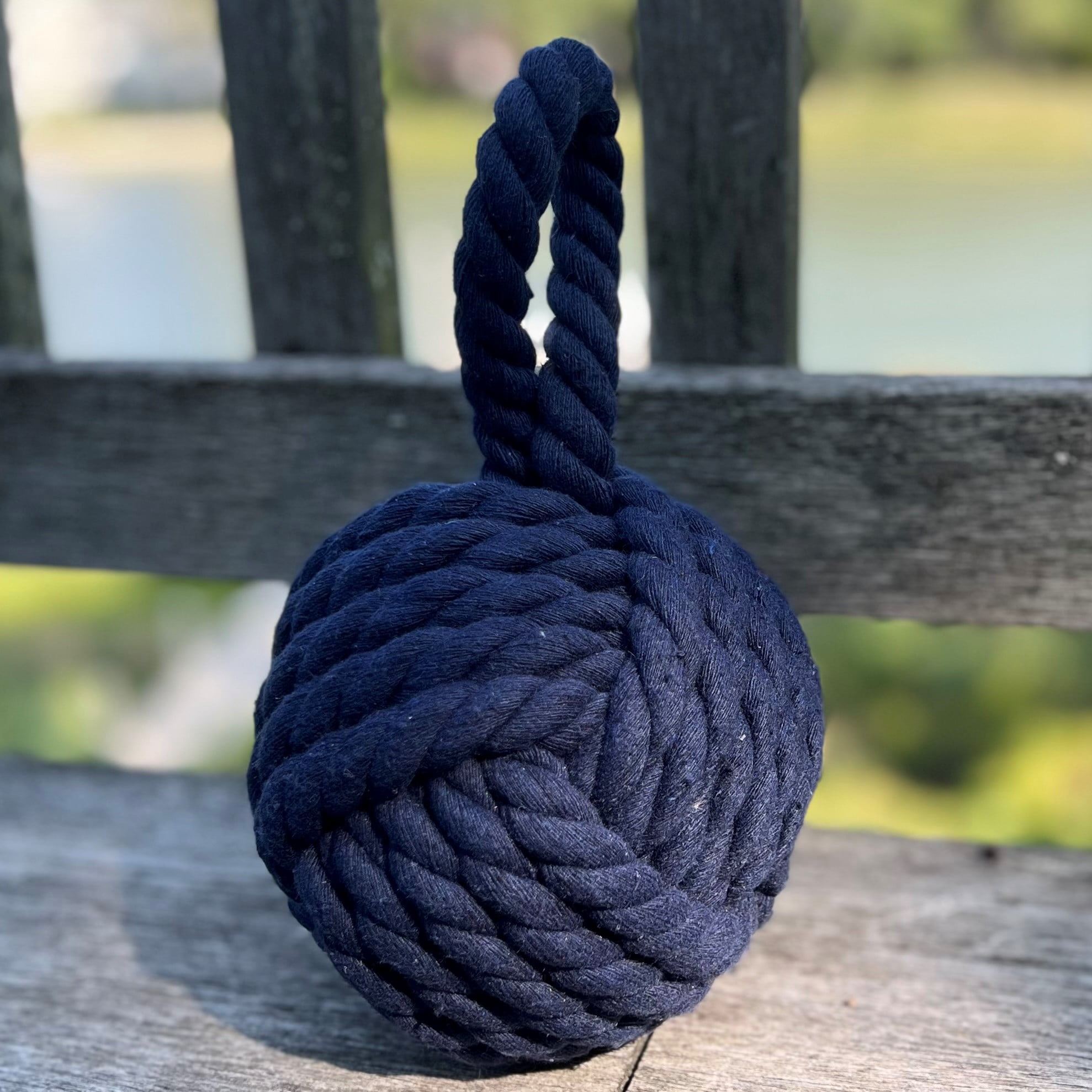 Nautical Rope Knot Door Stop, Royal Blue, Cotton, Handmade, 6 Inches, Weighted