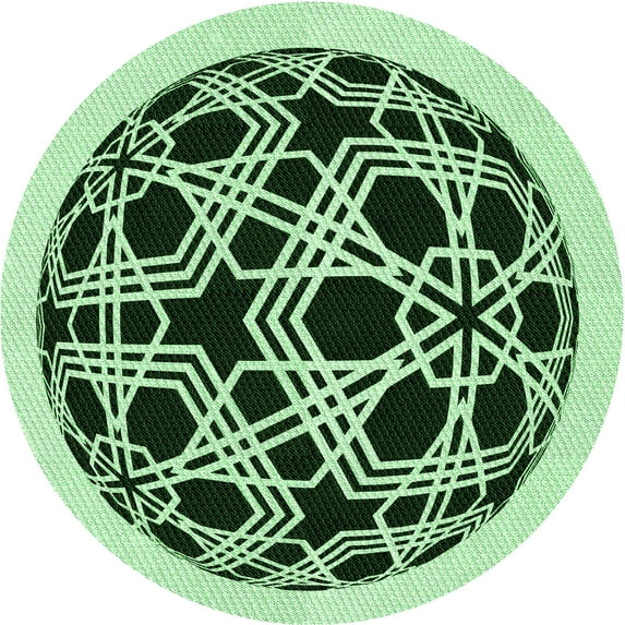 Ahgly Company Machine Washable Indoor Round Transitional Medium Forest Green Area Rugs, 5' Round