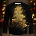 thumbnail image 3 of Christmas Tees For Men Crew Neck Xmas Graphic Print Long Sleeve Pullover Casual Stylish Holiday Funny Tops (L, Gold), 3 of 5