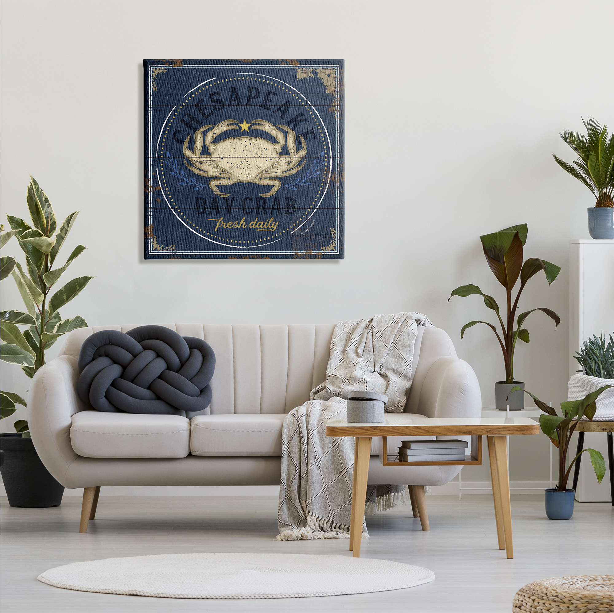Stupell Industries Vintage Chesapeake Bay Crab Sign Nautical Marine Life, 30 x 30, Designed by Jennifer Pugh